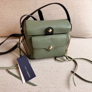 Rebecca Minkoff Sage Green Mini Leather Crossbody with Gold Accents